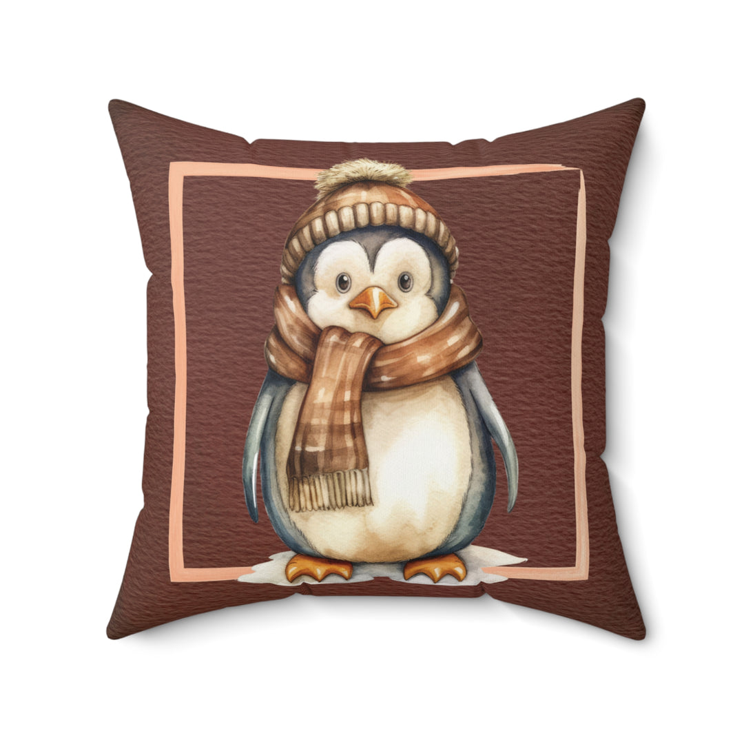 Framed Penguin Winter Decorative Throw Pillow