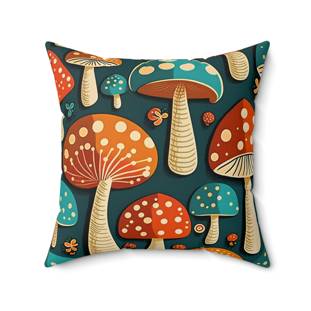 Tiptoeing Through The Mushrooms - Retro Fun Throw Pillow