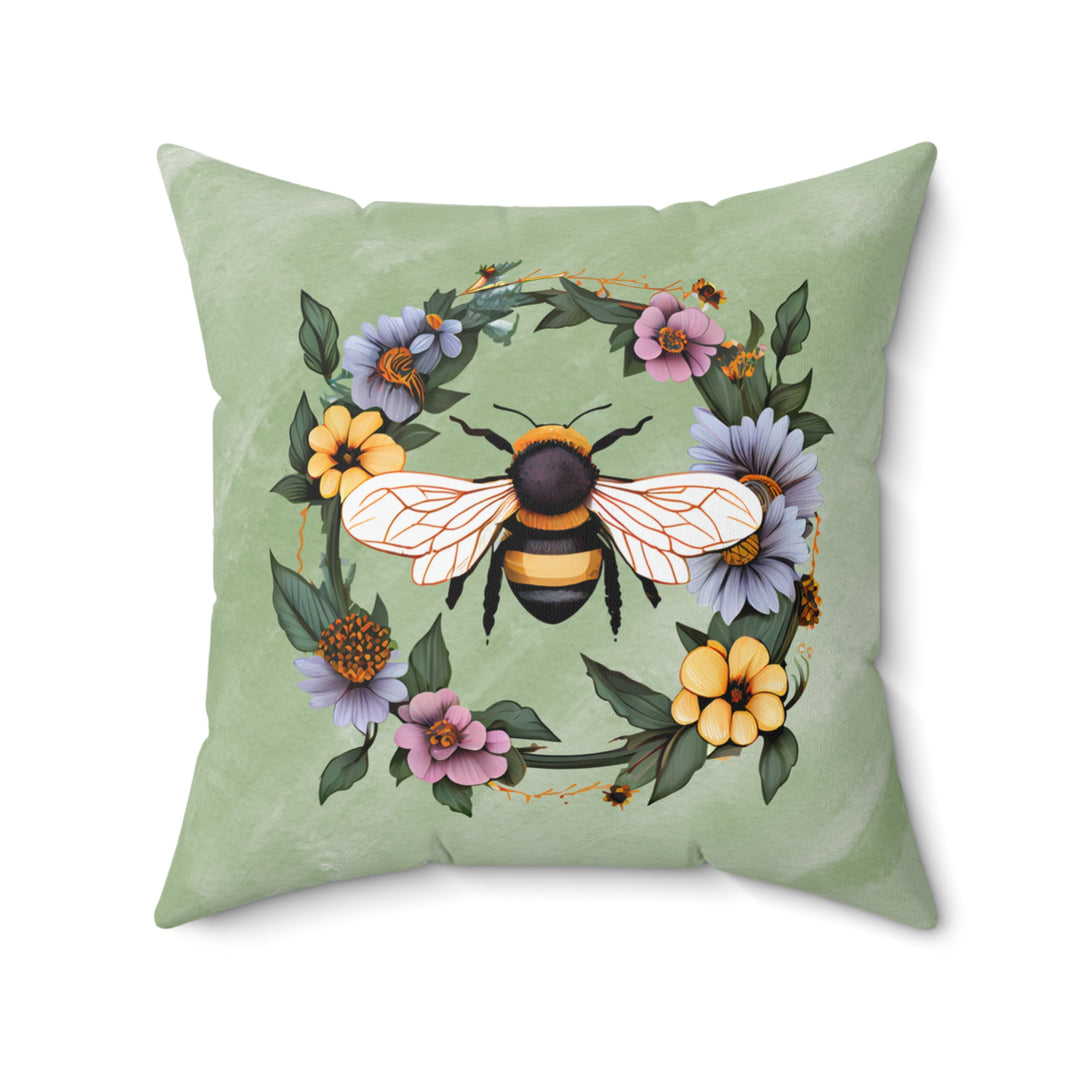 At Home In The Flowers Bee Decorative Throw Pillow