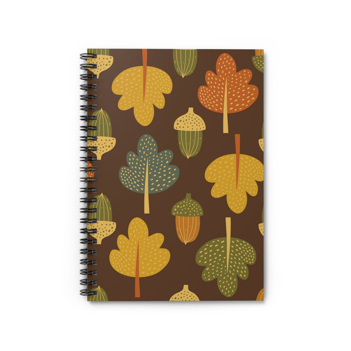 Autumn Whimsy Leaves & Acorns Spiral Notebook