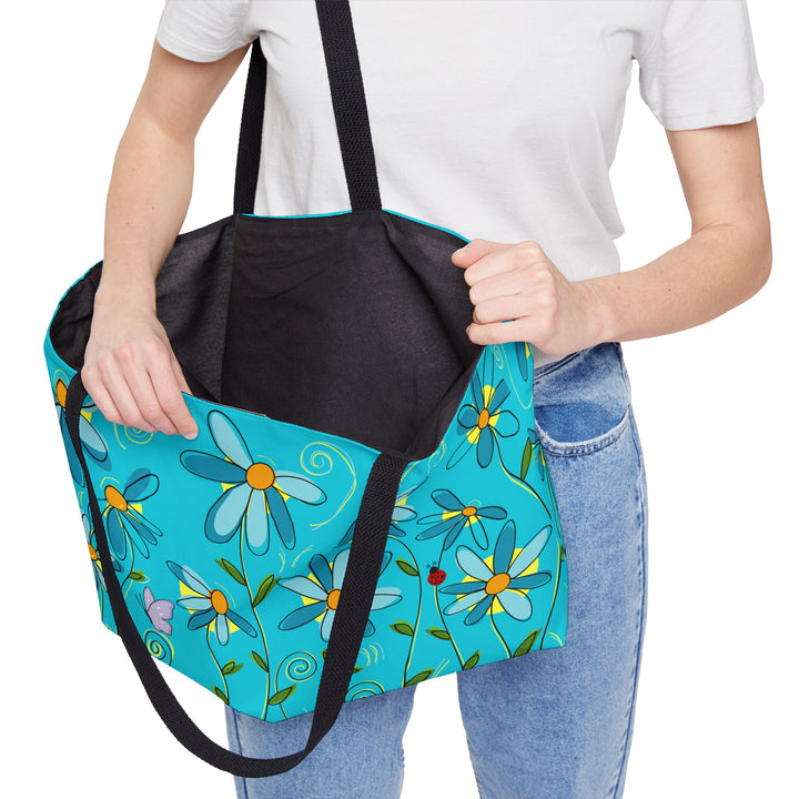 Cheerful Bright Blue Garden | Big Bag Everything Tote