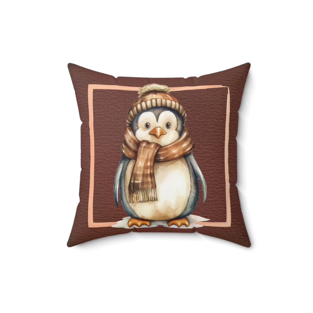 Framed Penguin Winter Decorative Throw Pillow