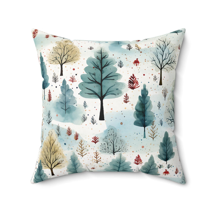 Winter Watercolor Forest Decorative Throw Pillow