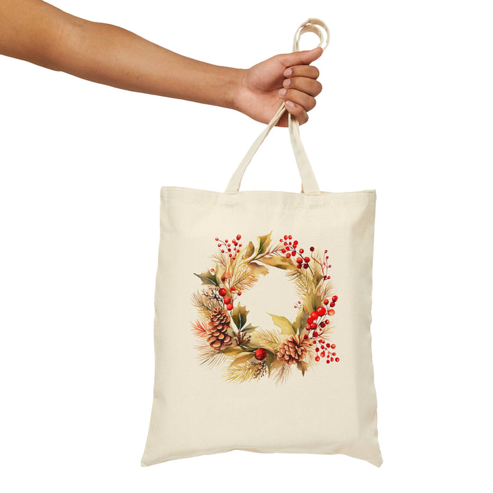 Vintage Christmas Wreath Canvas Tote Bag