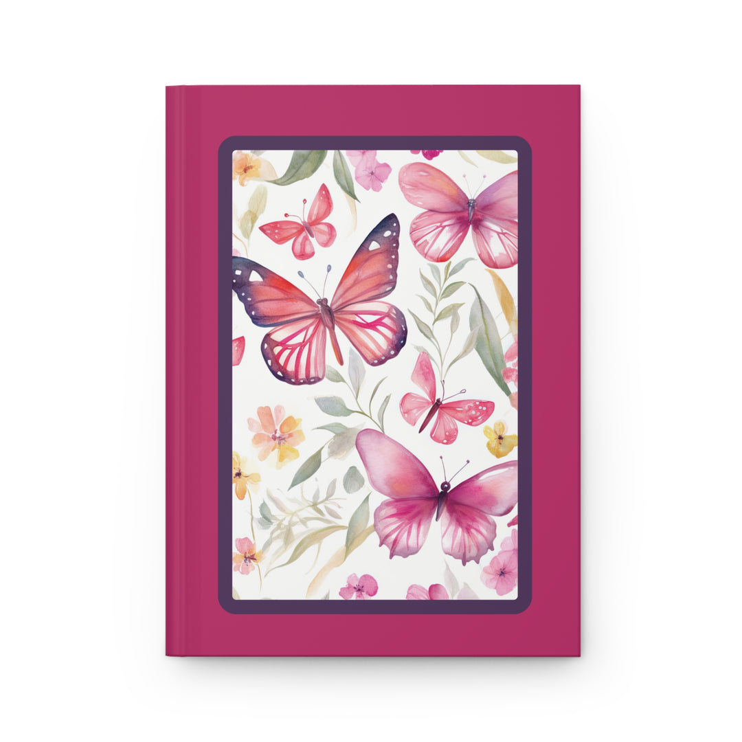 Dreamy Pink Watercolor Butterflies Hardcover Journal