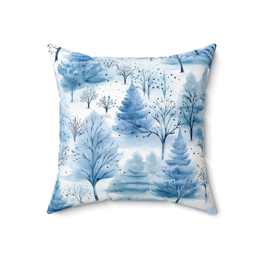 Icy Forest Pattern Winter Decorative Throw Pillow