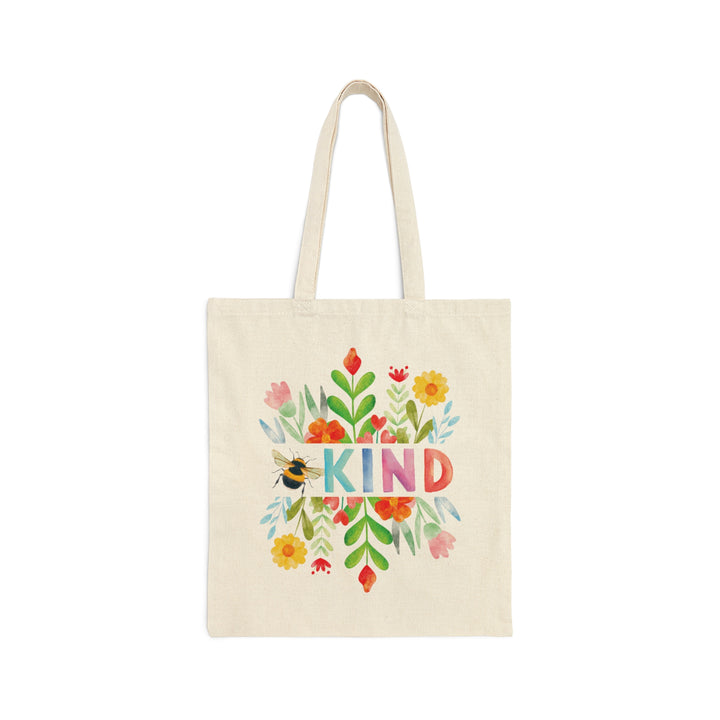 Bee Kind Floral Canvas Tote Bag