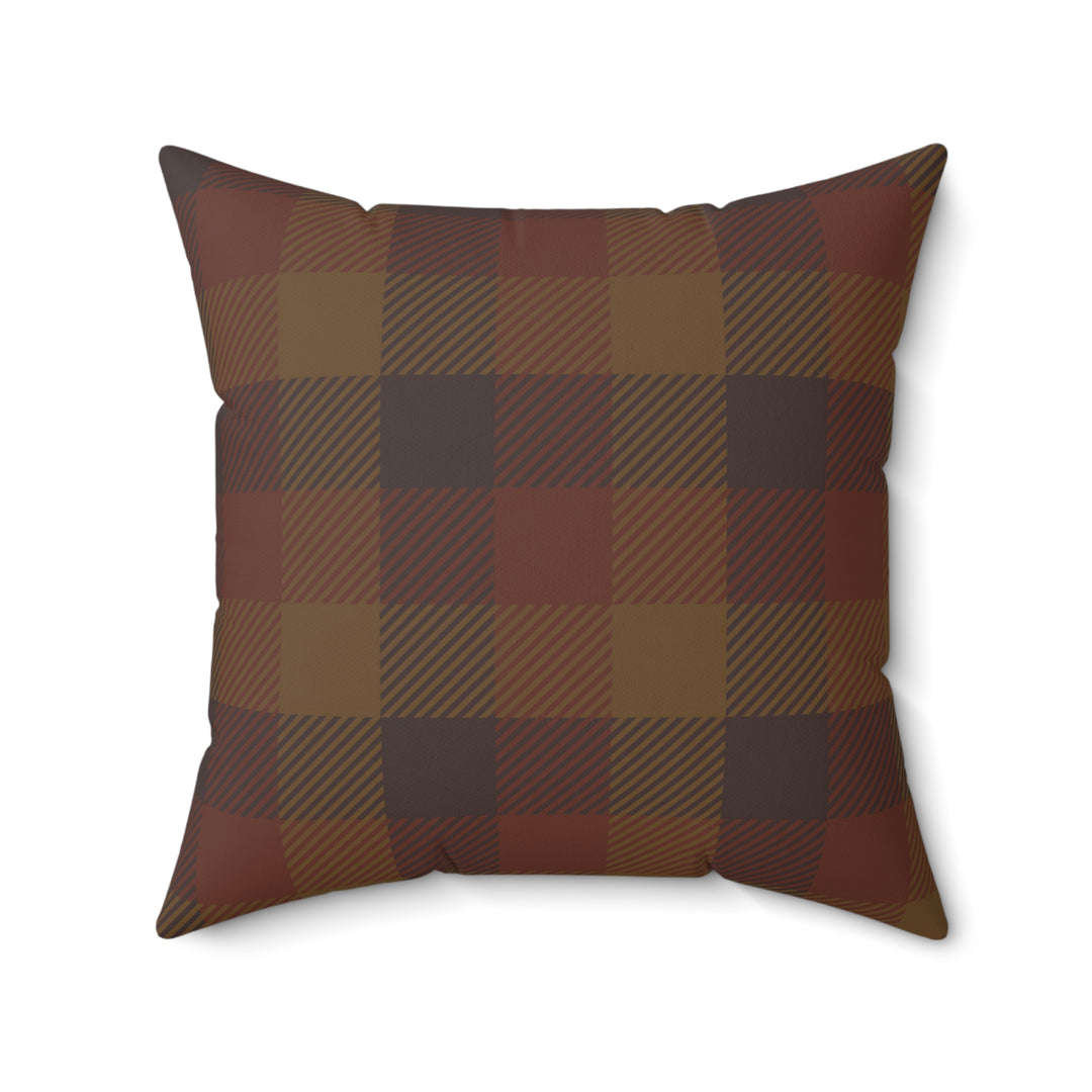 Falling Leaves Fox Decorative Throw Pillow in Plaid