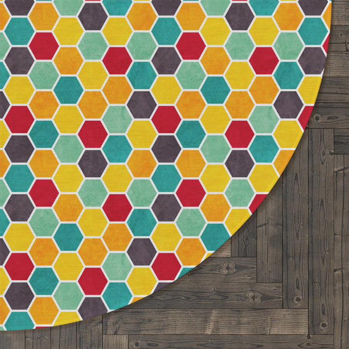 Colorful Honeycomb 5' Round Area Rug