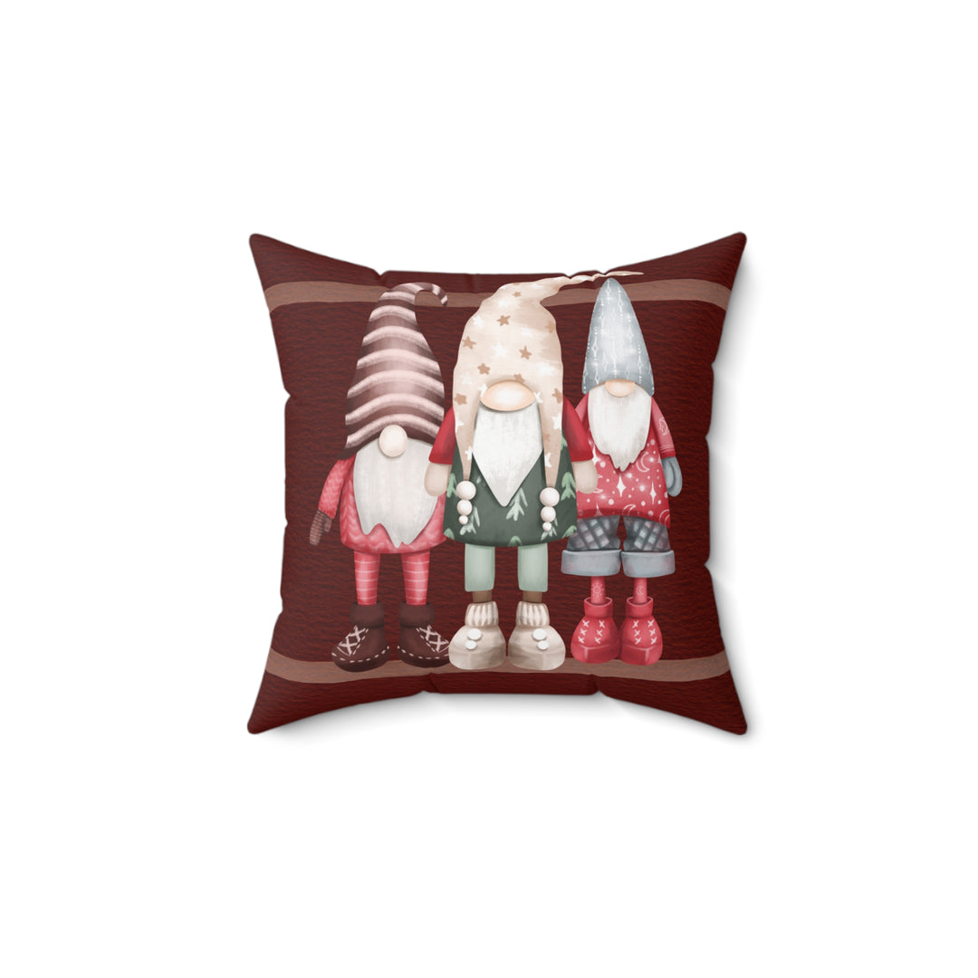 3 Red Gnomes Winter Decorative Throw Pillow