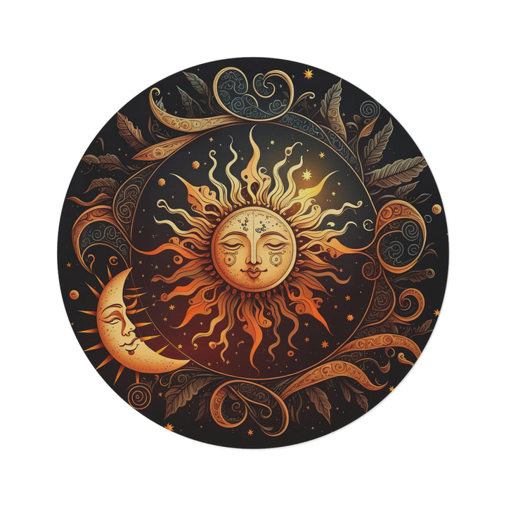 Brilliant Sun 5' Round Area Rug with Celestial Witchy Vibes