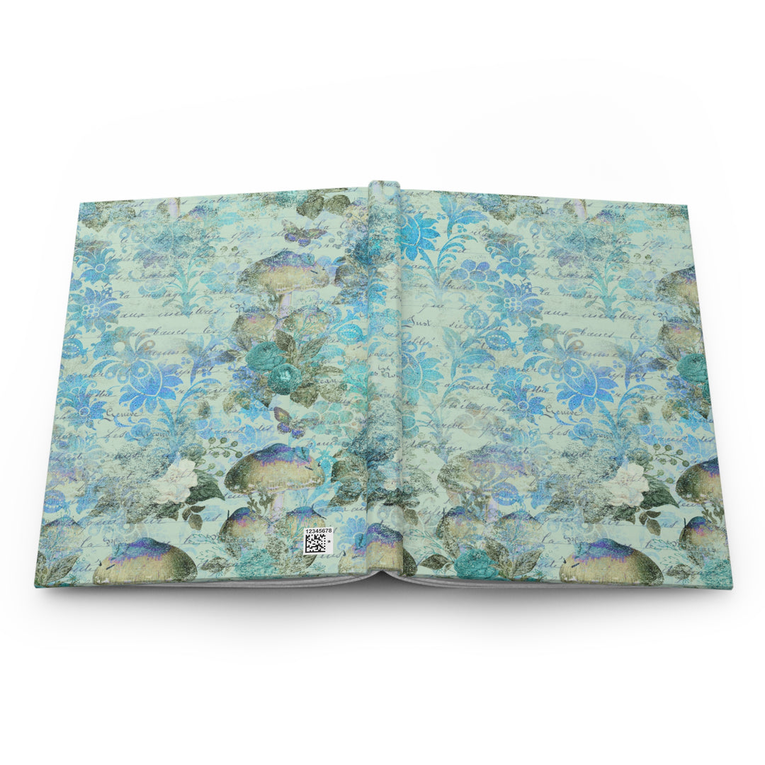 Ethereal Blue Mushroom Collage Hardcover Journal