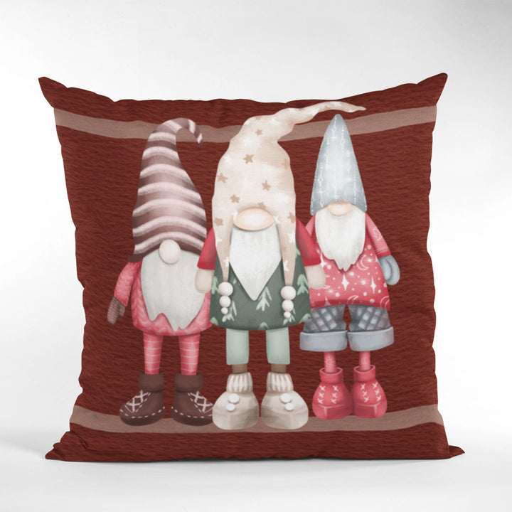 3 Red Gnomes Winter Decorative Throw Pillow