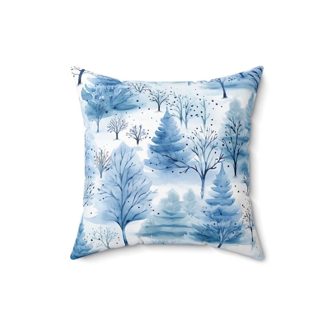 Icy Forest Pattern Winter Decorative Throw Pillow