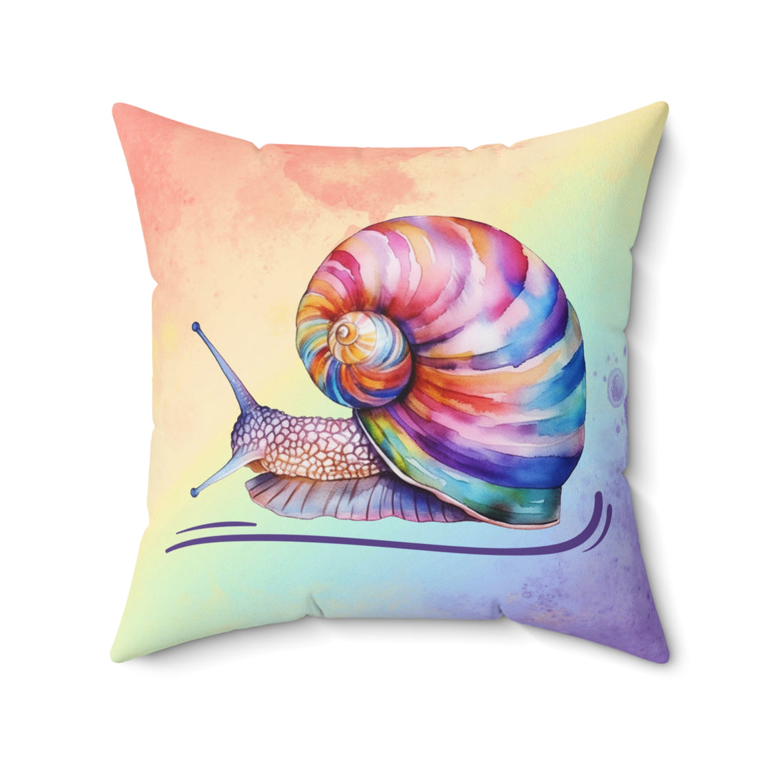 One Snail's Rainbow Journey Decorative Throw Pillow