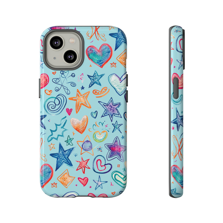 Hearts & Stars Love Doodle | Phone Case, iPhone/Galaxy/Pixel