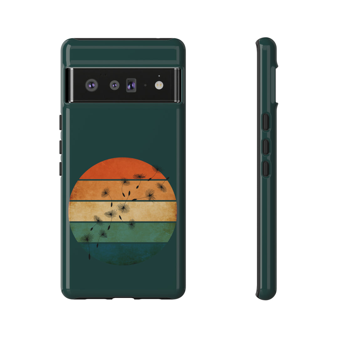 Dark Retro Sunset Dandelions Phone Case