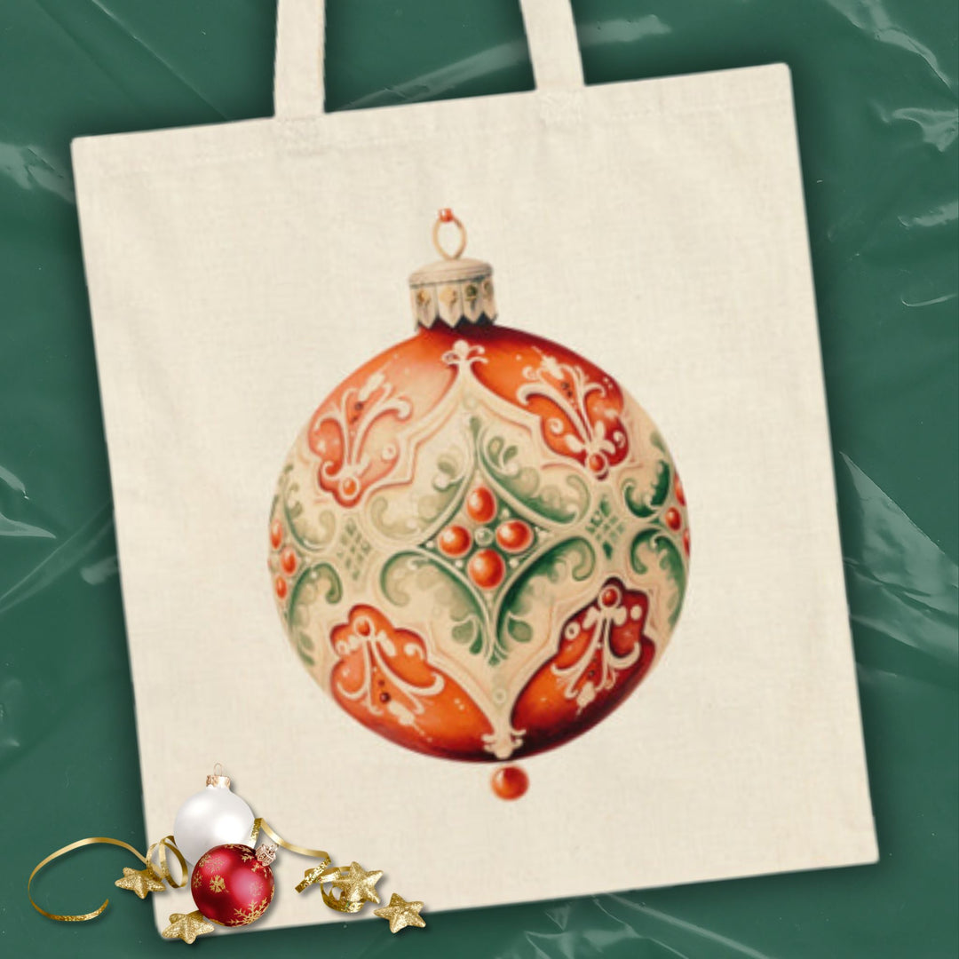 Vintage Christmas Ornament Canvas Tote Bag