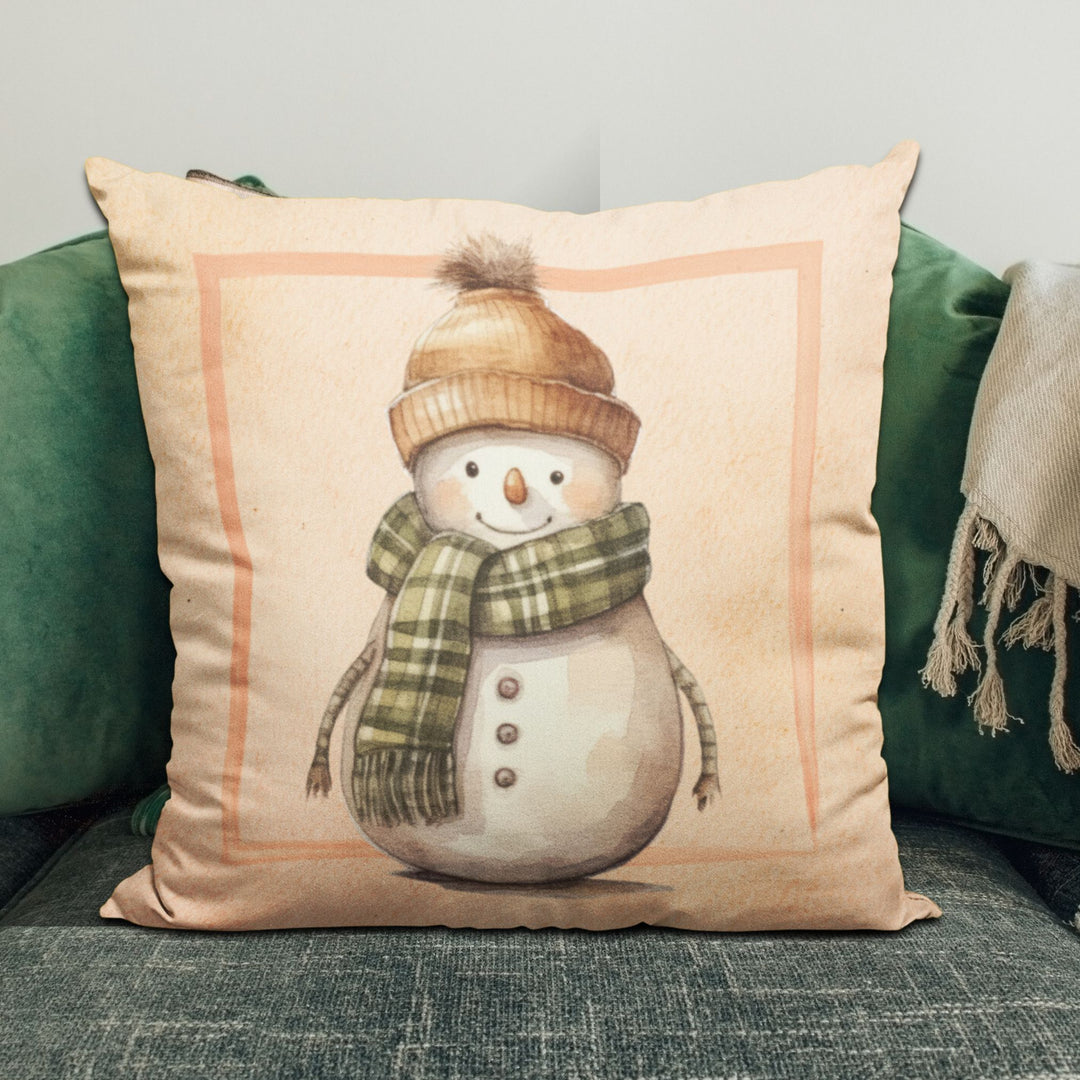 Framed Snowman Winter Decorative Throw Pillow