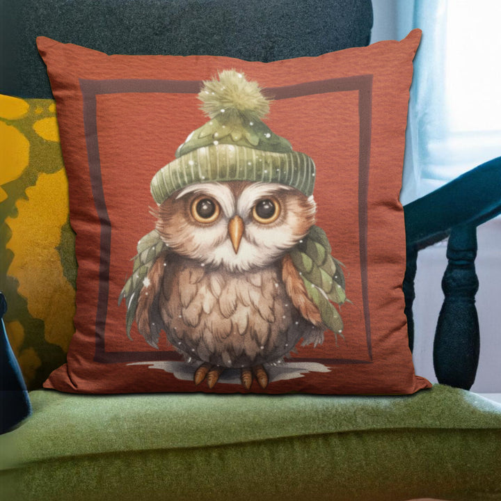 Grumpy Owl Winter Decorative Throw Pillow