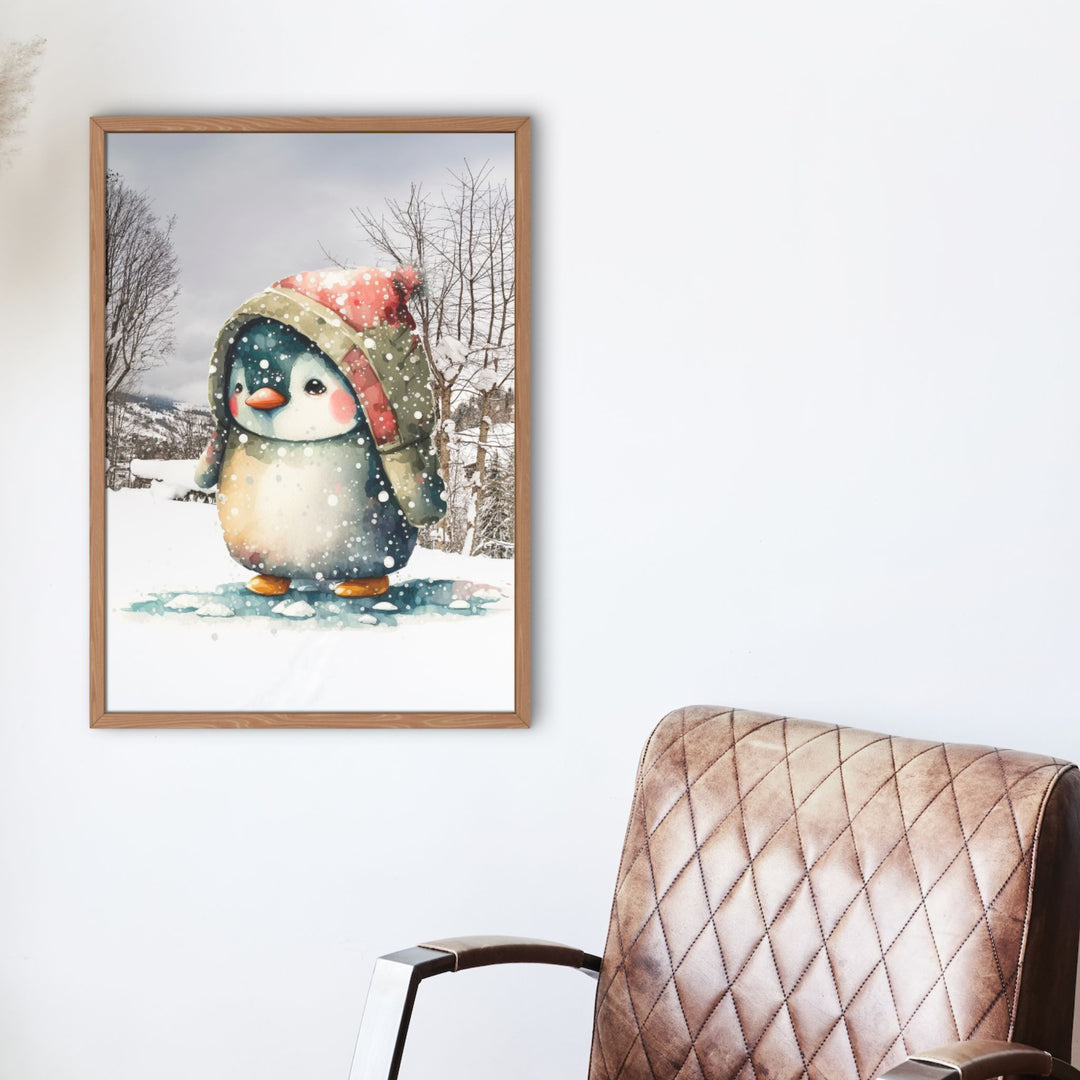 Baby Penguin Lost in the Snow Cute Poster Art