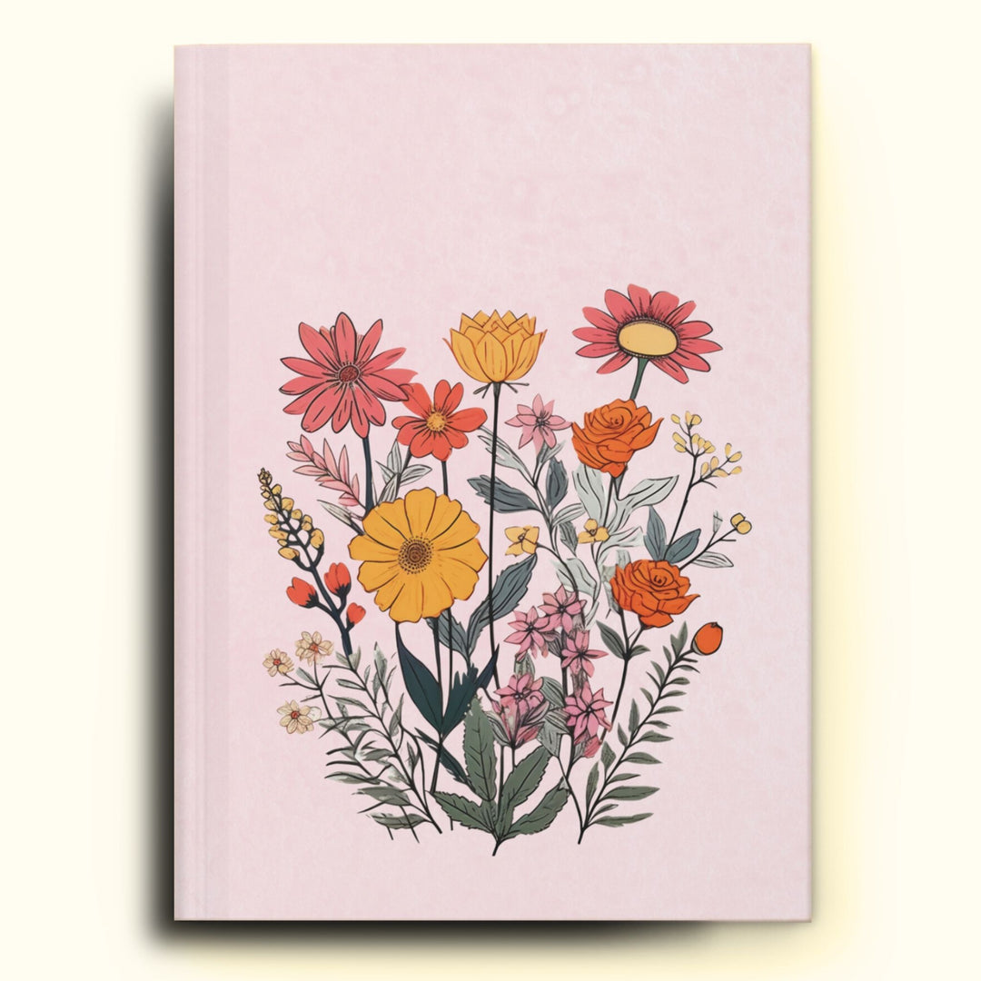 Retro Hippie Wildflowers Hardcover Journal