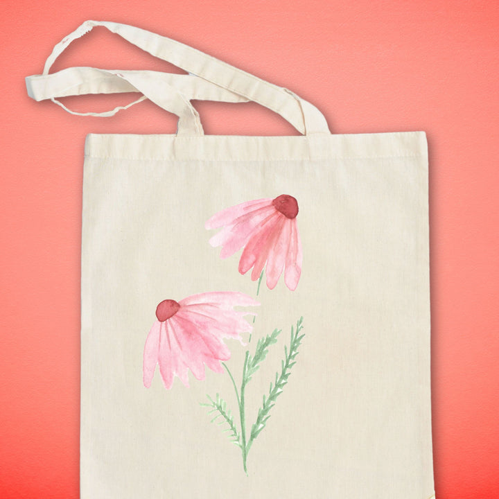 Simply Pink Wildflower | Canvas Tote Bag 100% Cotton