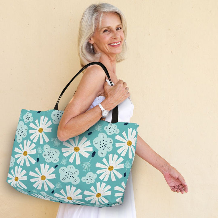 Sunny Day Daisies Floral Tote Bag | Big Bag Everything Tote