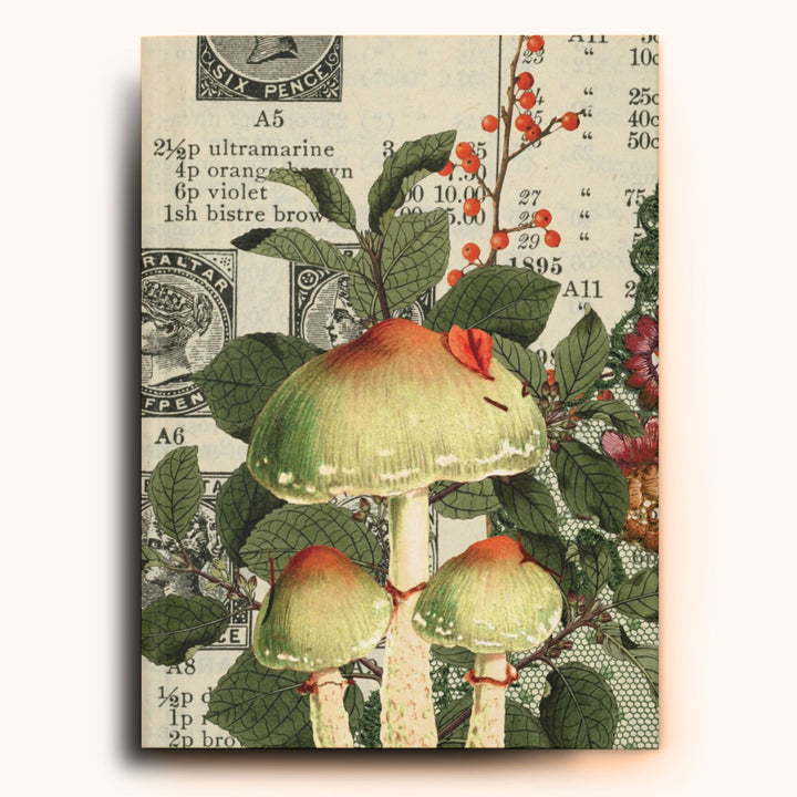 Vintage-Inspired Mushroom and Floral Hardcover Journal