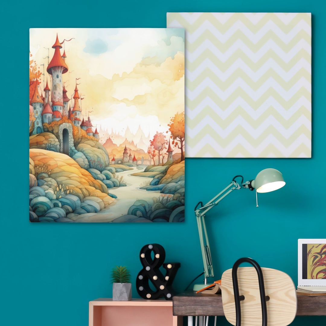 Fairytale Castle Landscape Whimsical Poster Art