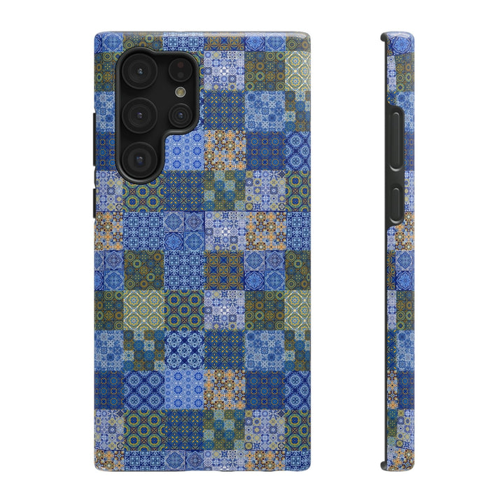 Blue Geometric Tiles Phone Case Idylissa