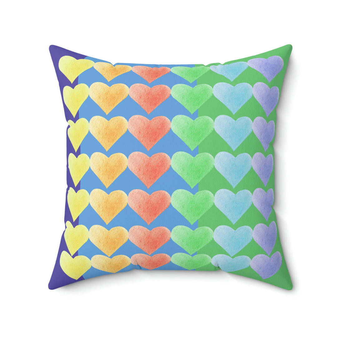 Waves of Rainbow Love - Reversible Colorful Throw Pillow Idylissa