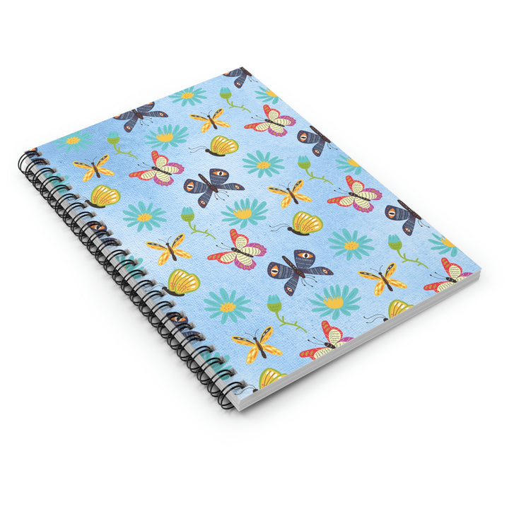 Whimsical Blooms and Butterflies - 8"x6" Spiral Notebook Idylissa