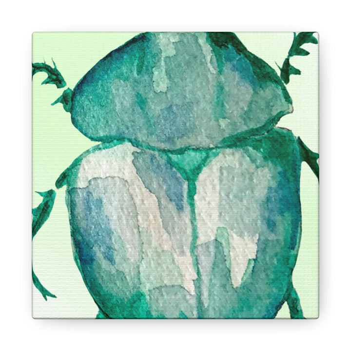 Green Beetle Mini Canvas Artwork-  6 inch Color Pop Series Idylissa
