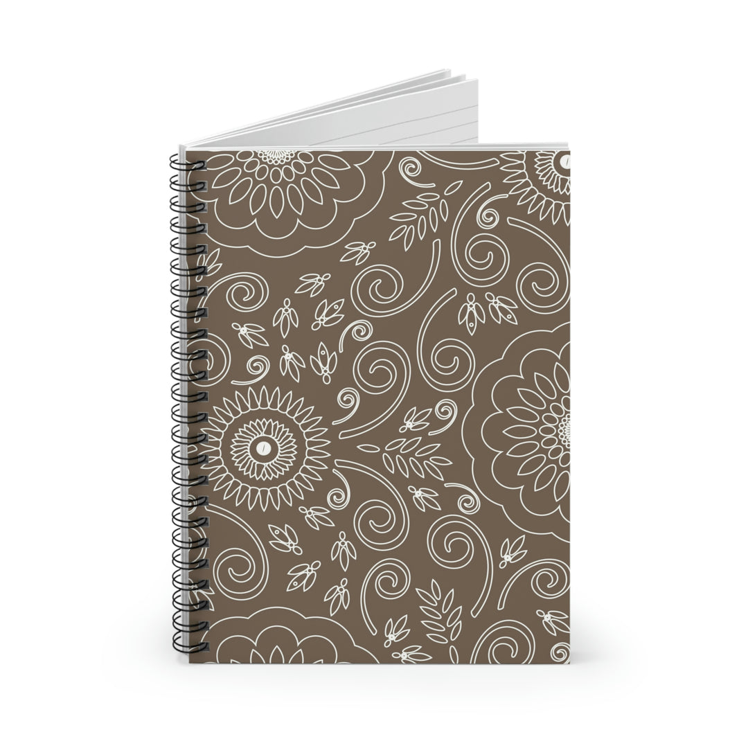 Garden Doodle Dreams - Brown 8"x6" Spiral Notebook Idylissa