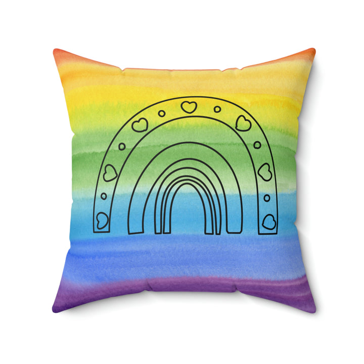 The Simplicity of Love - Rainbow Watercolor Throw Pillow Idylissa