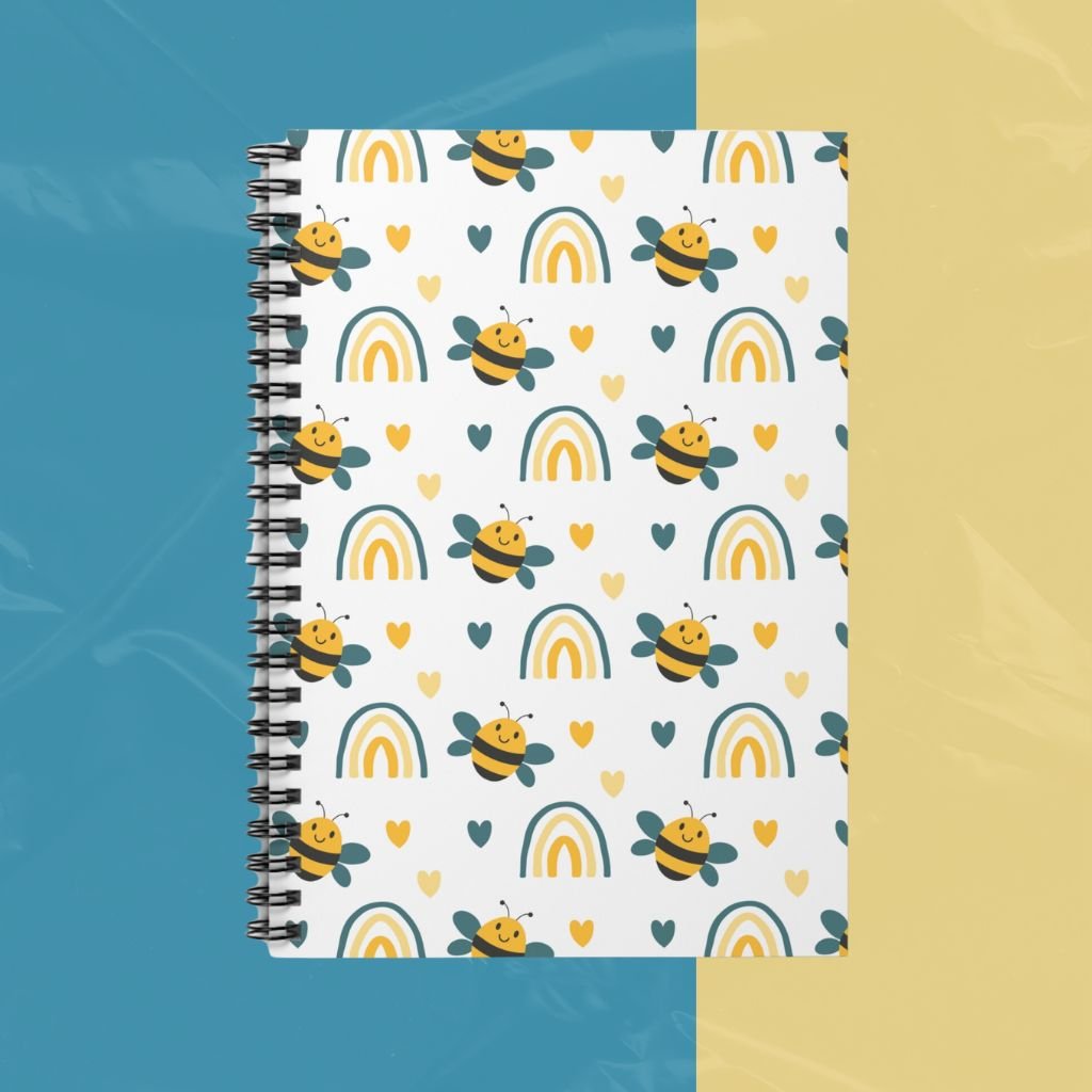 A Bright Day For Happy Bees - 8"x6" Spiral Notebook Idylissa