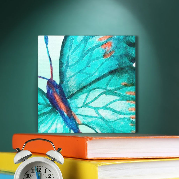 Bright Blue Butterfly Mini Canvas Artwork - 6 inch Color Pop Series Idylissa