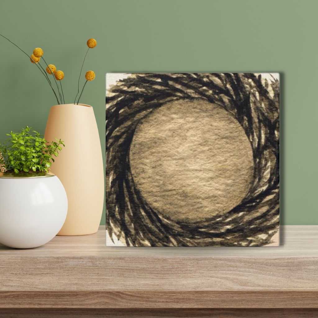 Brown Bird Nest Mini Canvas Artwork - 6 inch Color Pop Series Idylissa