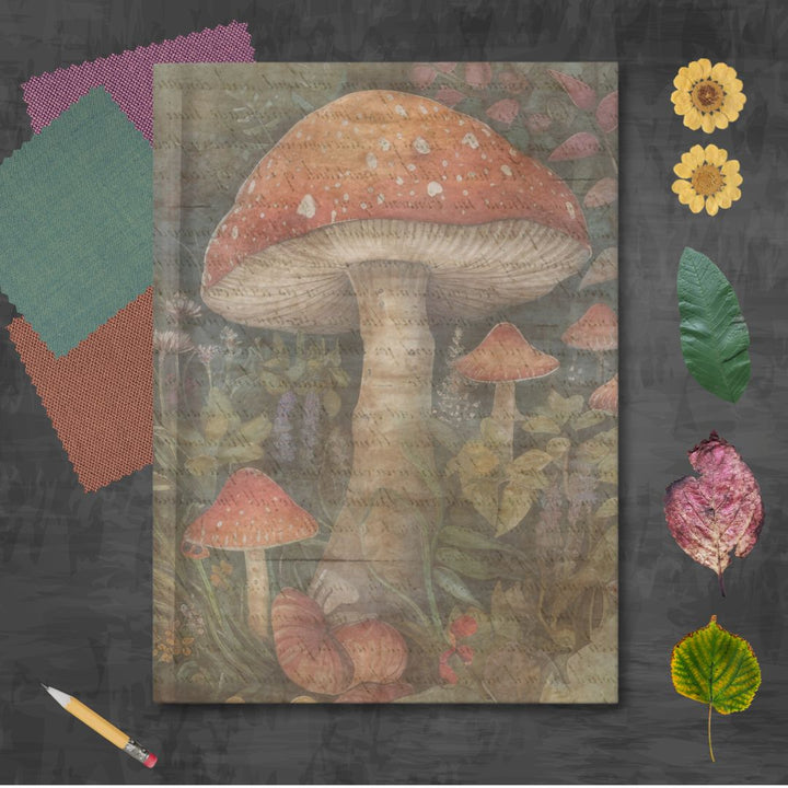 Faded Whispers Mushroom Garden - Hardcover Journal Idylissa