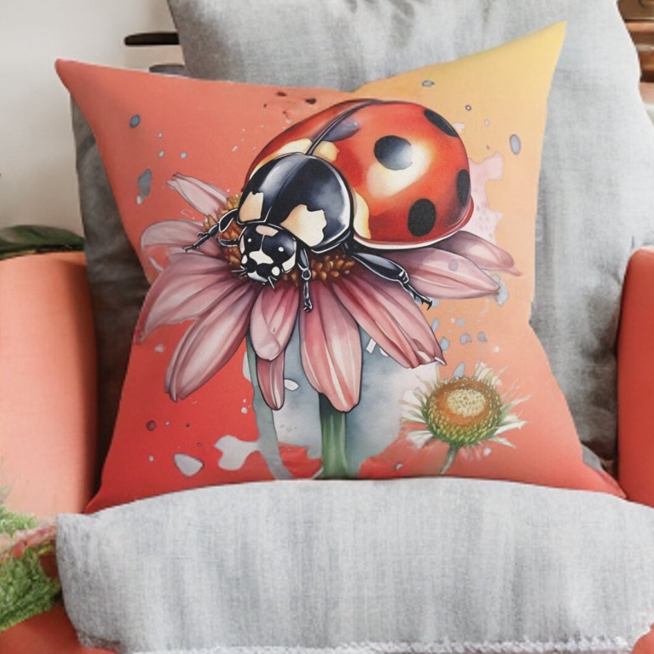 Ladybug Throw Pillow - The Magic and Beauty of Nature
