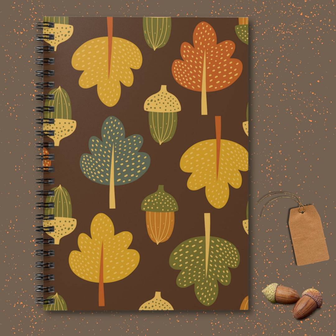 Autumn Whimsy Leaves & Acorns Spiral Notebook