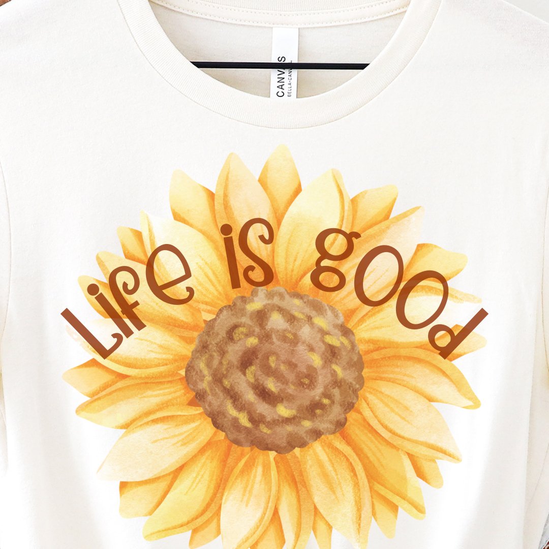 Life Is Good Sunflower Classic Graphic Tee - Choose From 3 Colors