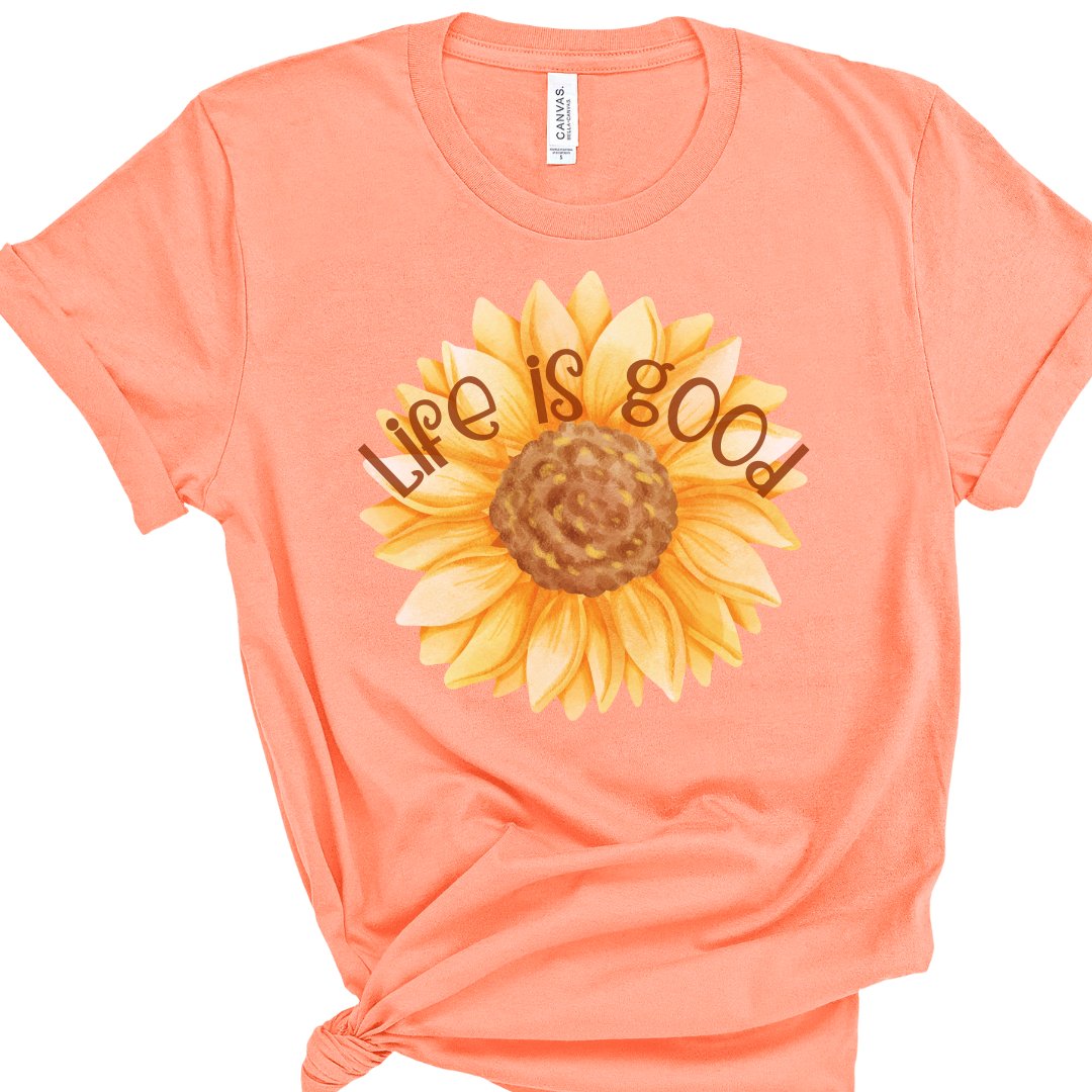Life Is Good Sunflower Classic Graphic Tee - Choose From 3 Colors