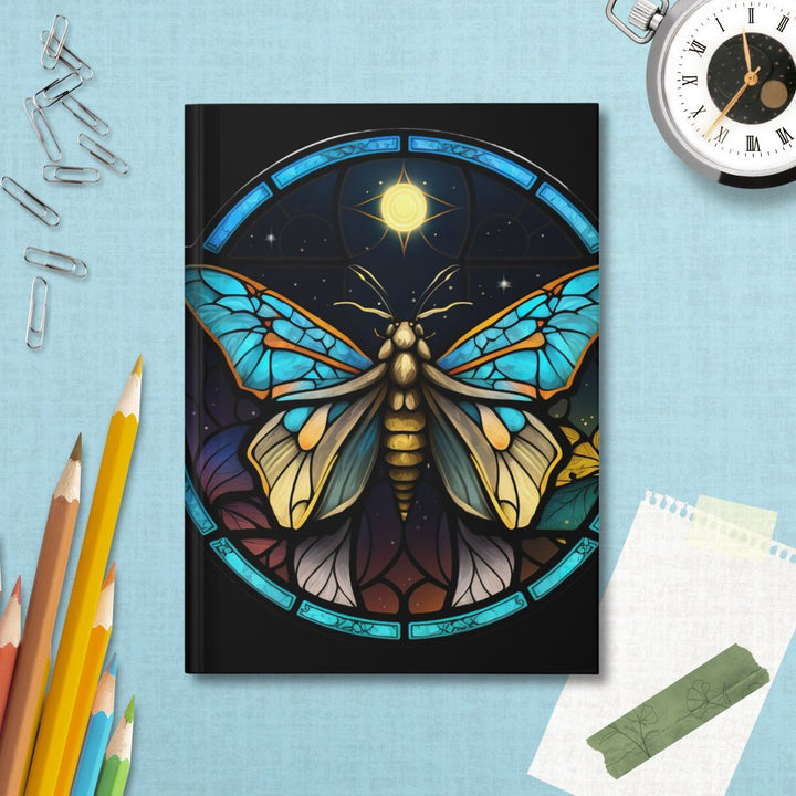 Bright Star Moth Stained Glass - Hardcover Journal Idylissa