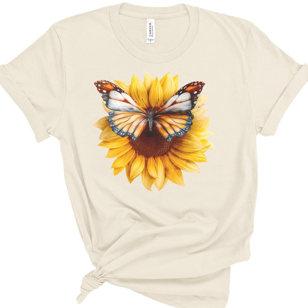 Open Butterfly Sunflower Classic Graphic Tee - SIX COLORS