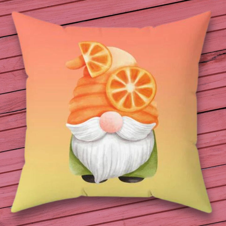 So So Sweet Orange Gnome - Colorful Summer Throw Pillow Idylissa