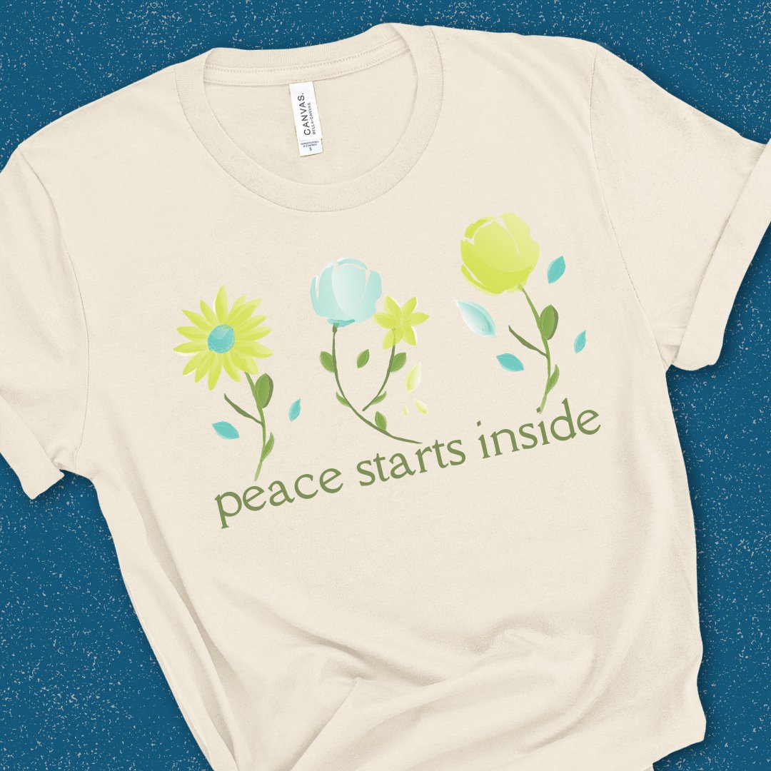 Peace Starts Inside Floral Graphic Tshirt
