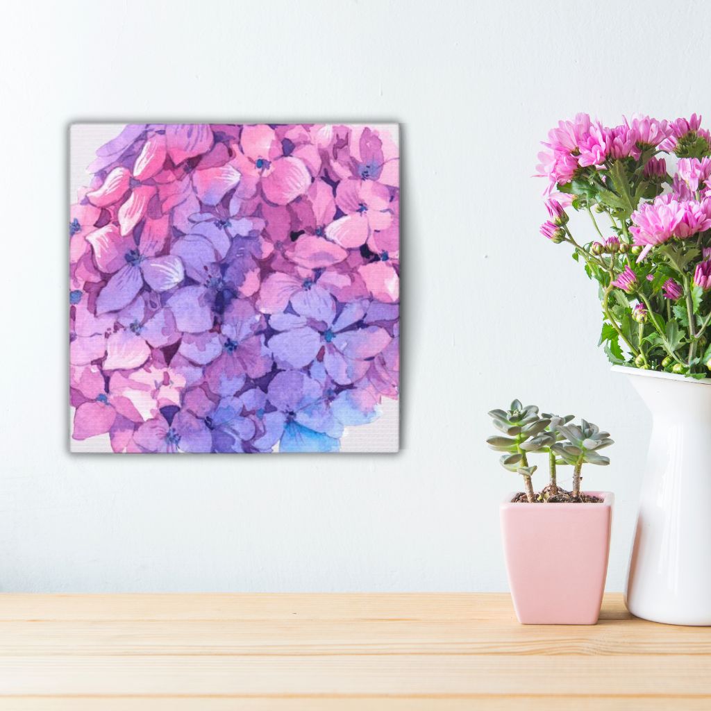 Purple Hydrangea Mini Canvas Artwork - 6 inch Color Pop Series Idylissa
