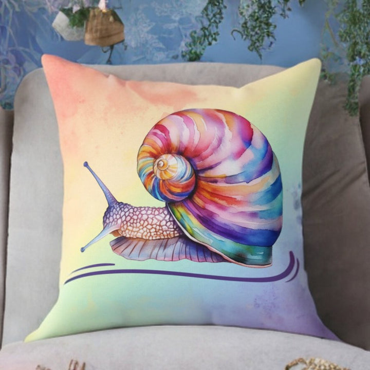 One Snail's Rainbow Journey Decorative Throw Pillow